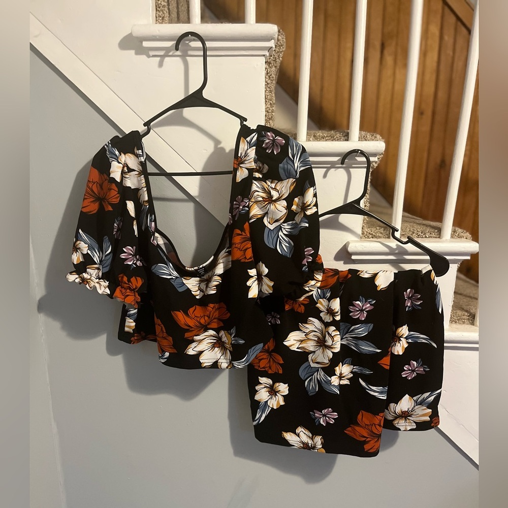 Floral Blouse/Skirt Combo